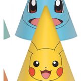 Amscan Pokemon themafeest feesthoedjes - 8x - papier - H16 cm