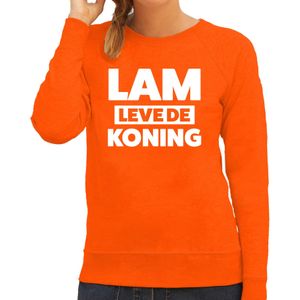 Koningsdag sweater Lam leve de koning - oranje - dames - koningsdag outfit / kleding