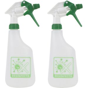 2x Plantenspuiten/waterspuiten 0,6 liter desinfectie spray - Waterverstuivers/watersproeiers - Desinfectiespray houder - Plantenverzorging