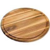 2x stuks houten broodplanken/serveerplanken rond met sapgroef 30 cm - Snijplanken/serveerplanken van hout
