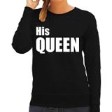 His queen sweater / trui zwart met witte letters voor dames - geschenk - bruiloft / huwelijk â fun tekst truien / grappige sweaters voor koppels