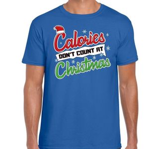 Fout Kerst shirt / t-shirt - Calories dont count at Christmas - blauw voor heren - kerstkleding / kerst outfit