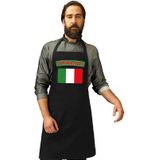 Italiaanse vlag keukenschort/ barbecueschort zwart heren en dames - Italie schort