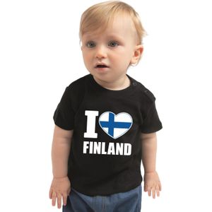 I love Finland baby shirt zwart jongens en meisjes - Kraamcadeau - Babykleding - Finland landen t-shirt