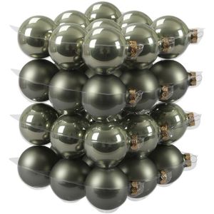 36x Graniet groene glazen kerstballen 6 cm - mat/glans - Kerstboomversiering graniet groen mat en glanzend