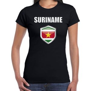 Suriname landen t-shirt zwart dames - Surinaamse landen shirt / kleding - EK / WK / Olympische spelen Suriname outfit