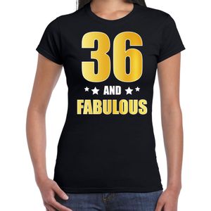 36 and fabulous verjaardag cadeau t-shirt / shirt - zwart - gouden en witte letters - dames - 36 jaar kado shirt / outfit
