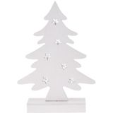 Wit houten kerstboompje decoratie 28 cm met LED verlichting