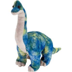 Pluche dinosaurus Brachiosaurus knuffel blauw 25 cm -  Dinosaurus dieren knuffels - Speelgoed
