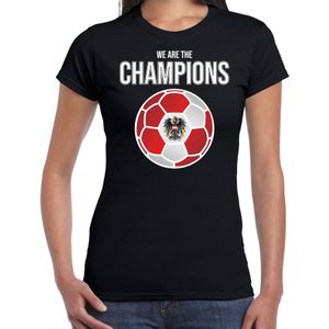 Oostenrijk EK/ WK supporter t-shirt - we are the champions met Oostenrijkse voetbal - zwart - dames - kleding / shirt