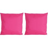 Set van 4x stuks bank/Sier kussens voor binnen en buiten in de kleur fuchsia roze 45 x 45 cm - Tuin/huis kussens