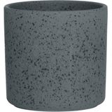 Hakbijl Plantenpot/bloempot Cindy - 2x - zwart - keramiek - cilinder - D15 x H15 cm