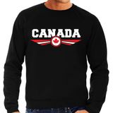 Canada landen sweater met Candese vlag - zwart - heren - landen sweater / kleding - EK / WK / Olympische spelen outfit