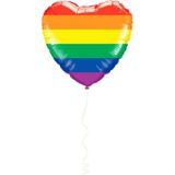 Gay Pride hart folie ballon regenboog kleuren 45 cm - Gay pride/parade feestartikelen LGBTQ versiering - Heliumballon