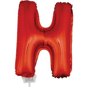 Rode opblaas letter ballon H op stokje 41 cm