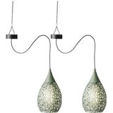 2x stuks groene solar tuinverlichting hanglamp ijzer 21 cm - Solarlampen - Hanglampen - Tuinverlichting