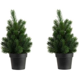 2x stuks kunstboom/kunst kerstboom 30 cm - Kunst kerstboompjes/kunstboompjes