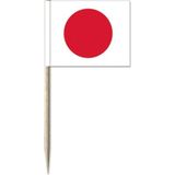 150x Cocktailprikkers Japan 8 cm vlaggetjes - Landen vlaggen feestartikelen en versieringen