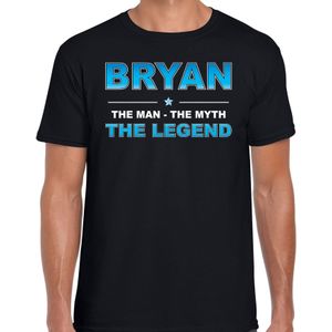 Naam cadeau Bryan - The man, The myth the legend t-shirt  zwart voor heren - Cadeau shirt voor o.a verjaardag/ vaderdag/ pensioen/ geslaagd/ bedankt