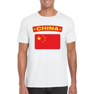 China t-shirt met Chinese vlag wit heren