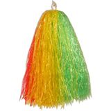 4x Stuks cheerball/pompom rood/geel/groen met ringgreep 33 cm - Cheerleader verkleed accessoires