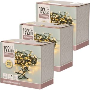 6x Kerstverlichting op batterij warm wit buiten 192 lampjes - Kerstlampjes / kerstlichtjes lichtsnoeren