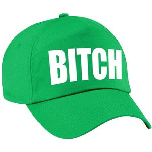 Verkleed Bitch pet / baseball cap groen voor dames en heren - verkleedhoofddeksel / carnaval