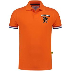 Luxe Holland supporter poloshirt oranje met leeuw op borst 200 grams voor heren tijdens EK / WK M