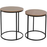 H&S Collection Bijzettafel set - 2-delig - rond - grenen hout - 50 cm