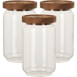 Set van 5x stuks glazen luxe keuken voorraadpot/voorraadbus 700 ml- Voorraadbussen met luchtdichte deksel - Afmeting: 9 x 15 cm