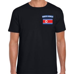 North-Korea t-shirt met vlag zwart op borst voor heren - Noord-Korea landen shirt - supporter kleding