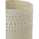Countryfield Luxe theelichthouder - Aurora - glas - creme wit/goud - D8 x H10 cm