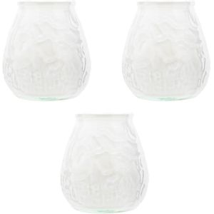 6x Witte lowboy tafelkaarsen 10 cm 40 branduren - Kaars in glazen houder - Horeca/tafel/bistro kaarsen - Tafeldecoratie - Tuinkaarsen