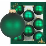 8x Velvet groene glazen kerstballen mat 7 cm kerstboomversiering - Kerstversiering/kerstdecoratie groen