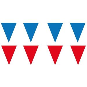 Rode/Blauwe feest punt vlaggetjes pakket - 120 meter - slingers/ vlaggenlijn