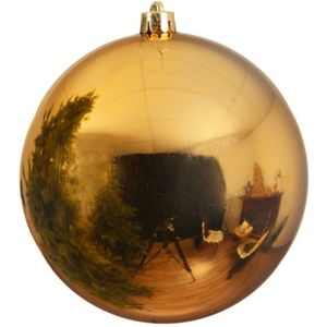 1x Grote gouden kunststof kerstballen van 20 cm - glans - gouden kerstboom versiering