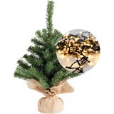 Mini kerstboom 45 cm - met kerstverlichting warm wit 300 cm - 40 leds