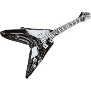 Opblaasbare rock gitaar muziekinstrument 100 cm zwart/wit - Verkleed accessoires volwassenen