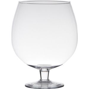 Transparante luxe stijlvolle Brandy vaas/vazen van glas 30 cm - Bloemen/Terrarium vaas voor binnen gebruik