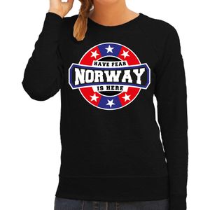 Have fear Norway is here sweater met sterren embleem in de kleuren van de Noorse vlag - zwart - dames - Noorwegen supporter / Noors elftal fan trui / EK / WK / kleding