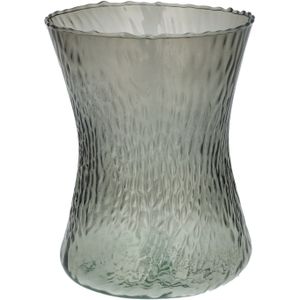 Bloemenvaas Dion - grijs transparant glas - D16 x H20 cm - decoratieve vaas - bloemen/takken