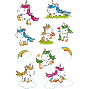 20x Eenhoorn fantasy dieren stickers met glitters - kinderstickers - stickervellen - knutselspullen