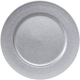 8x stuks diner borden/onderborden zilver met glitters 33 cm - Diner/kerstdiner borden/onderborden/dinerborden