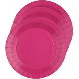 Santex feest bordjes rond - fuchsia roze - 30x stuks - karton - 22 cm