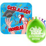 Paperdreams Geslaagd thema party versiering set Hoera - Huldebord en 16x ballonnen