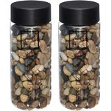 Kleine decoratie/hobby stenen bruin - 2x potjes - 750 gram - Aquarium en vazen vulling