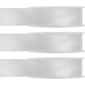 3x Hobby/decoratie witte satijnen sierlinten 1,5 cm/15 mm x 25 meter - Cadeaulint satijnlint/ribbon - Striklint linten witt