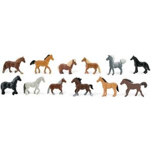 Plastic speelgoed figuren paarden 12 stuks