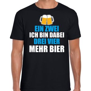 Apres ski t-shirt Ein Zwei Drei Bier zwart  heren - Wintersport shirt - Foute apres ski outfit/ kleding/ verkleedkleding