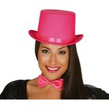 Fiestas Guirca verkleed hoge hoed - fuchsia roze - voor volwassenen - carnaval kleuren thema accessoires